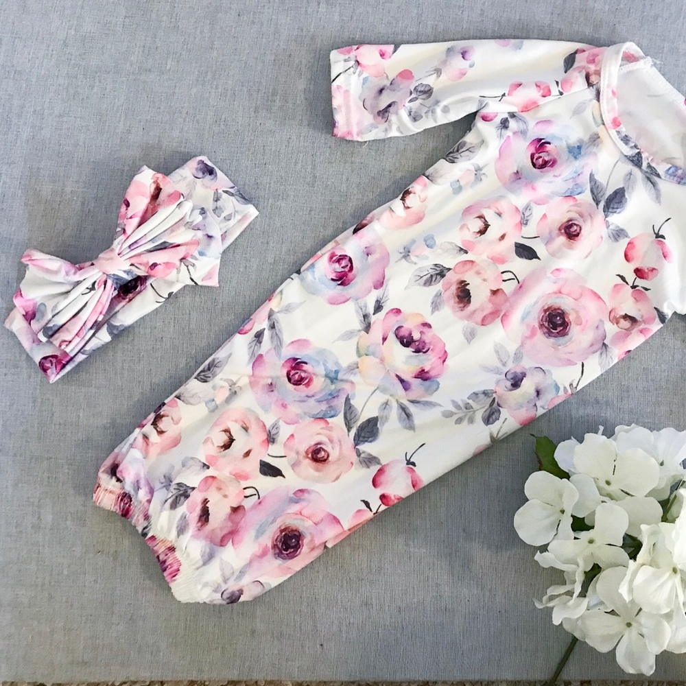 Watercolor Nightgown and Bow